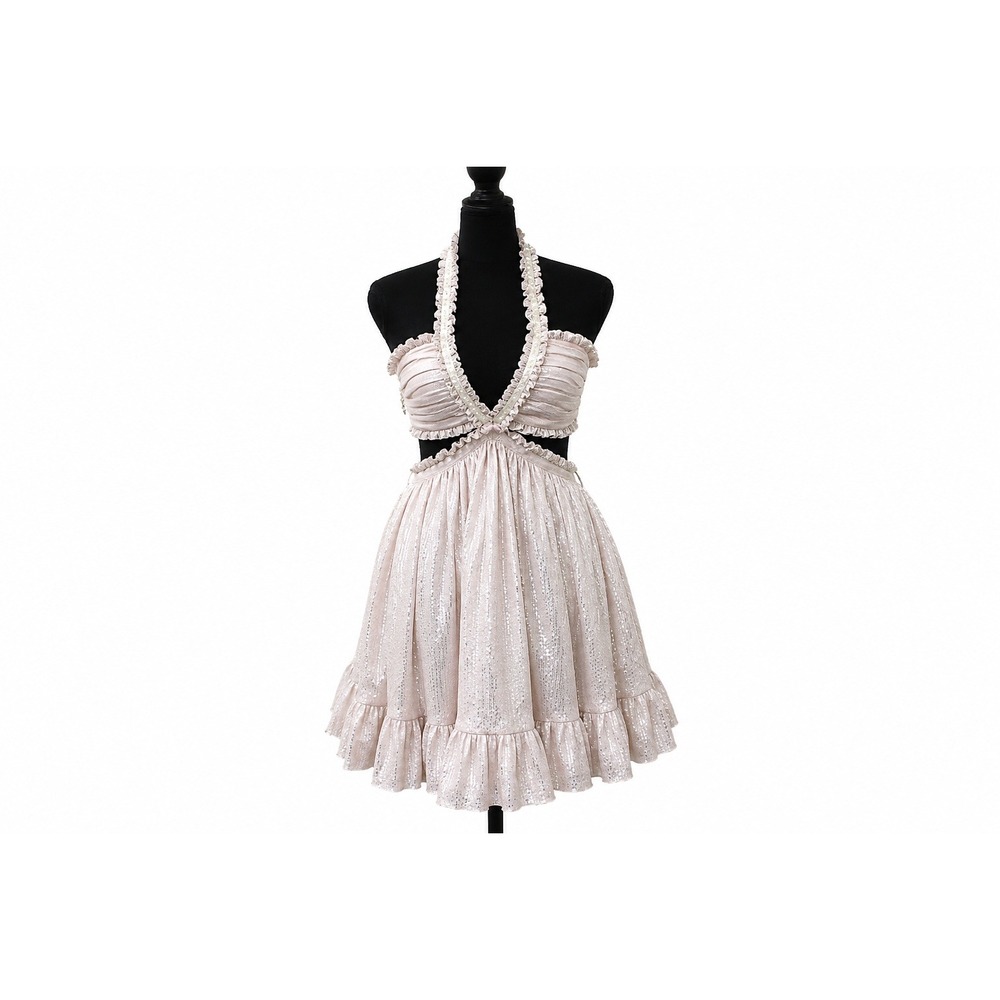 LoveShackFancy Holland Mini Dress NWT Shimmering Silk Ruffle‎ Cocktail Dress 00
